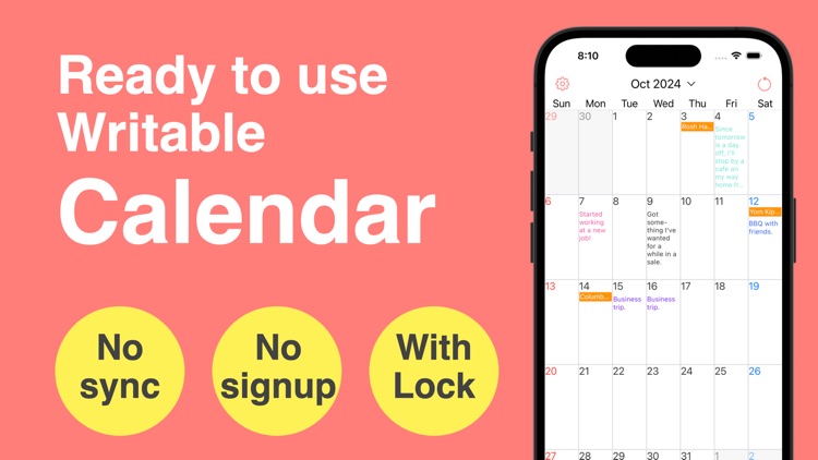 Editable Calendar Template App