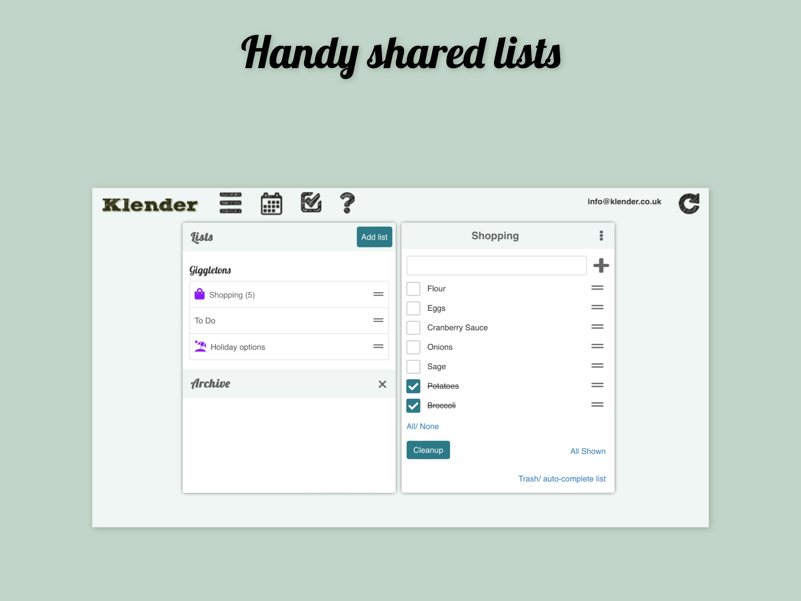 Klender, family calendar