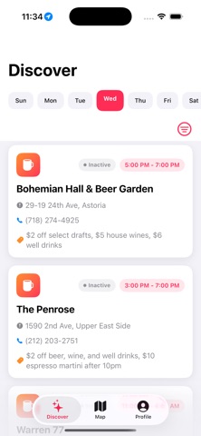 VibeOut - Happy Hour Finder iPhone screenshot