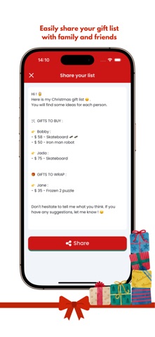 Santalist Christmas gift list screenshot