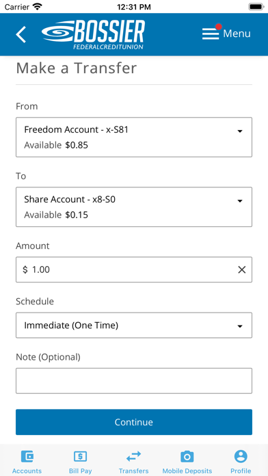 Bossier Federal Credit Union Screenshot
