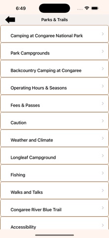 National Park = Congaree iPhone screenshot