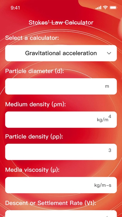 Stokes law calculator