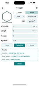 Metal Weight Calculator Pro screenshot