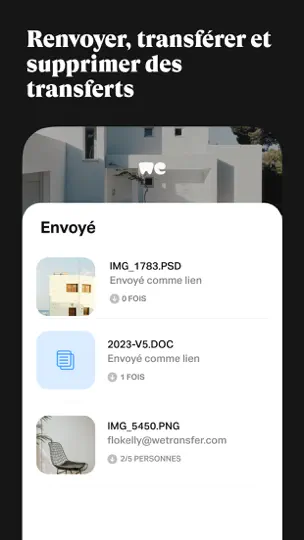 Capture d'écran de WeTransfer: Transfer Files sur iPhone 7