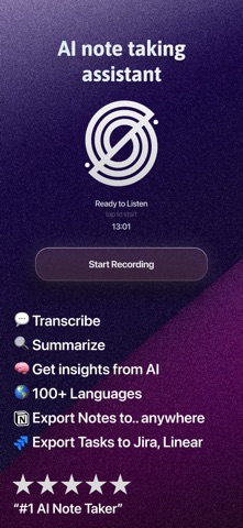 Spellar: AI Meeting Note Taker iPhone screenshot