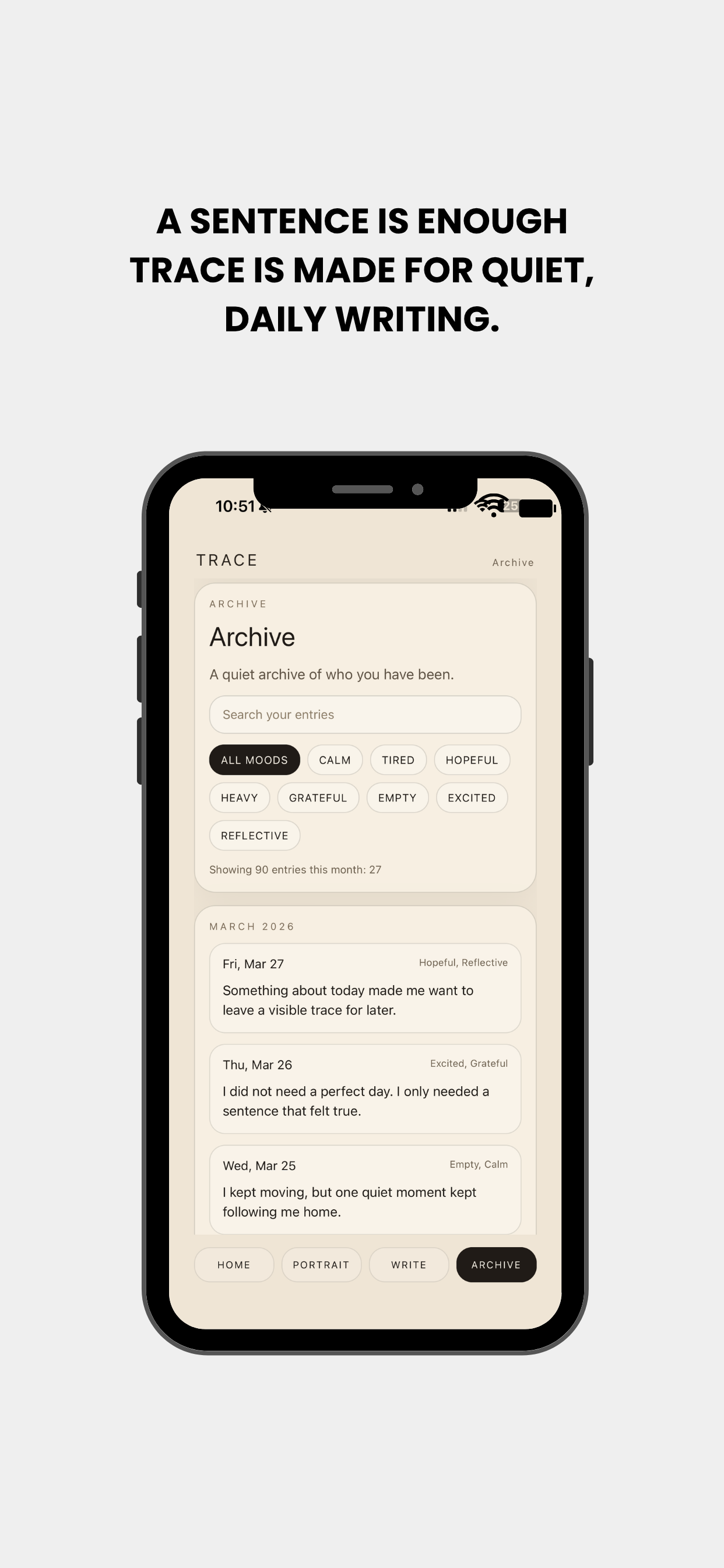 Trace - Write Portrait Diary