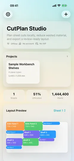 Captura de pantalla de CutPlan Studio en iPhone 1