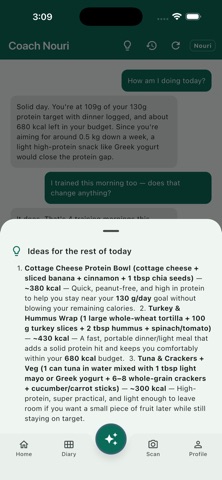 Nouri AI Calorie Counter Coach iPhone screenshot