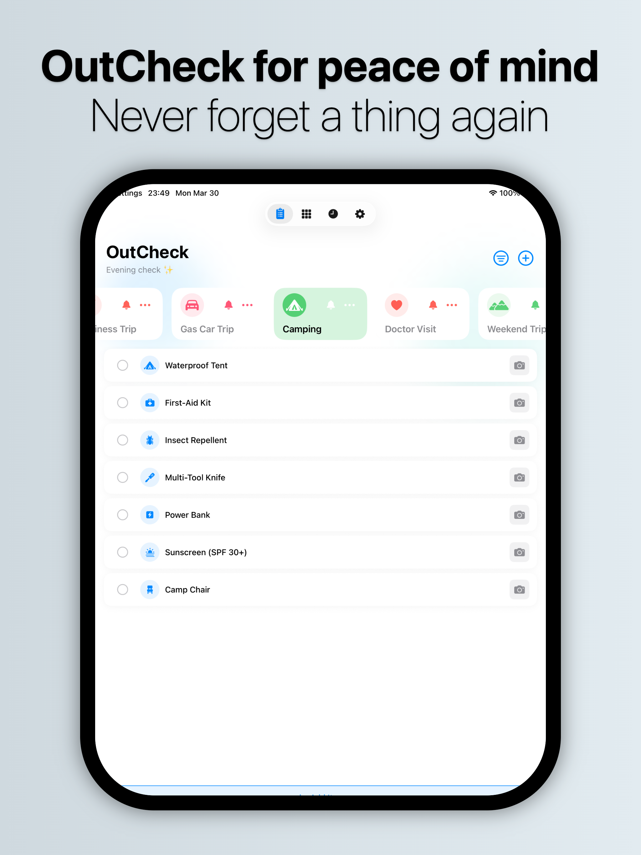 OutCheck: Ready to Go List