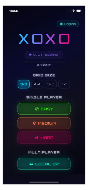XOXO - Neon Tic Tac Toe screenshot 1