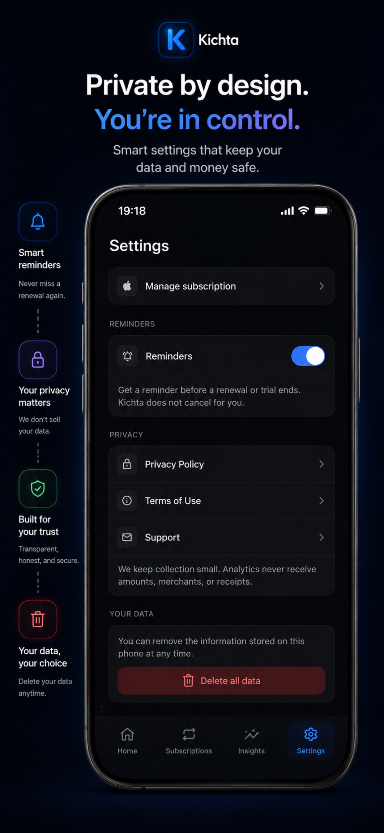 Screenshot 1 of Kichta: Subscription Tracker