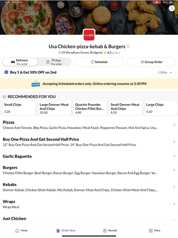 Usa Chicken Pizza Kebab Burger iPad screenshot