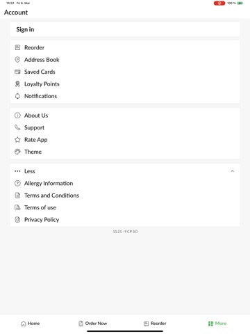 First Class Pizza. iPad screenshot