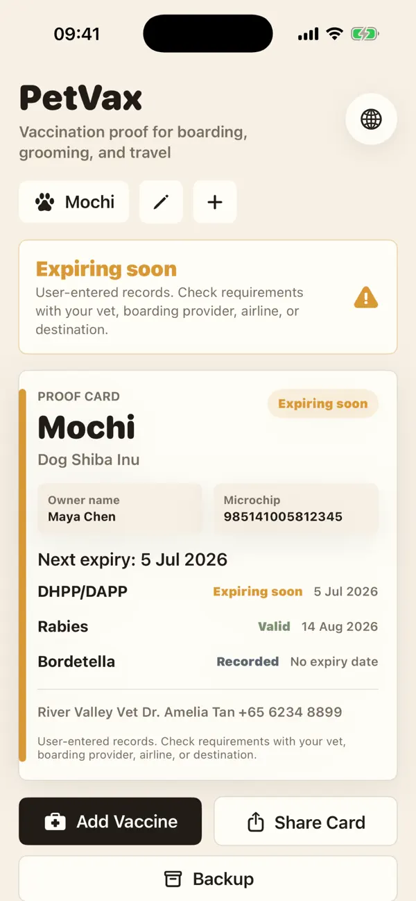 Screenshot #1 pour PetVax Passport