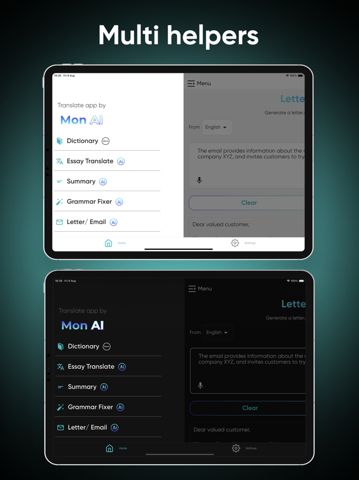 AI helper Rewriter assistant