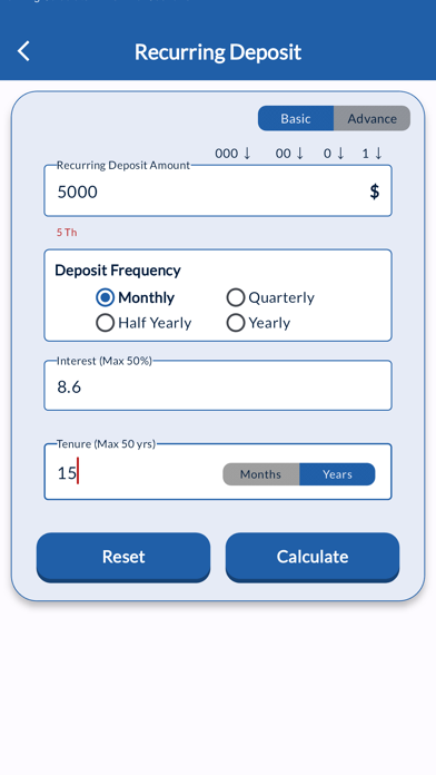 Banking Calculator - EMI,FD,RD Screenshot