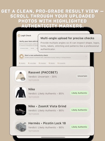 AI Legit Check Authentication iPad screenshot