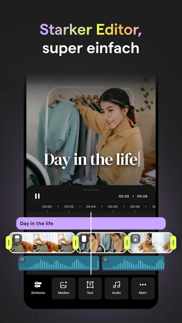 Mojo: KI Video & Reels Editor iPhone App Screenshot 5 – Foto & Video