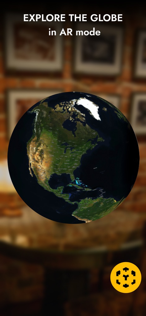 Globe 3D - Planet Earth Guide - Users can engage with the globe in an innovative Augmented Reality (AR) mode, bringing the interactive 3D model into their real-world environment through the dedicated AR icon.