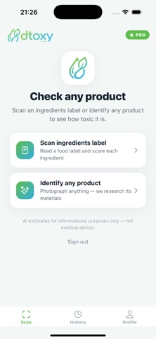 dtoxy: Ingredient Scanner iPhone screenshot
