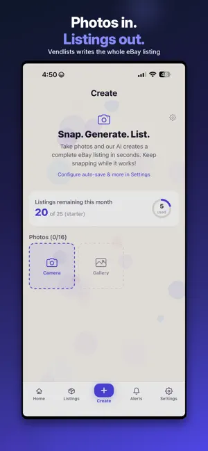 Vendlists: AI eBay Listing App screenshot 1