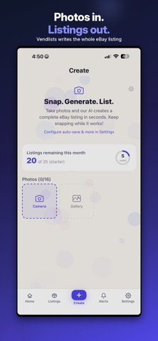 Vendlists: AI eBay Listing App iPhone screenshot
