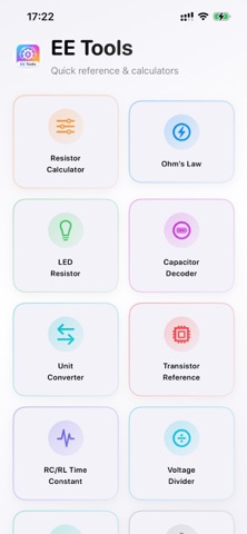 Electronics Reference Toolkit iPhone screenshot