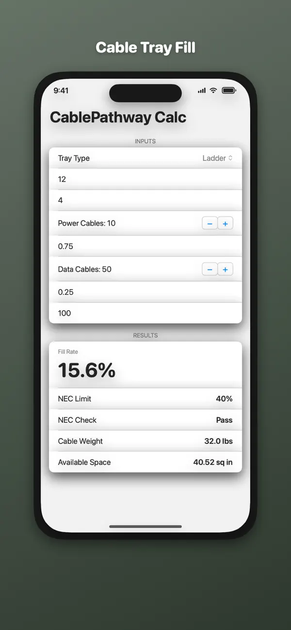 Screenshot #1 pour CablePathway Calc