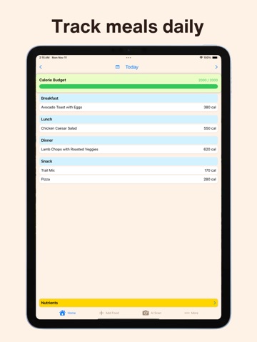 Calorie Counter・ iPad screenshot