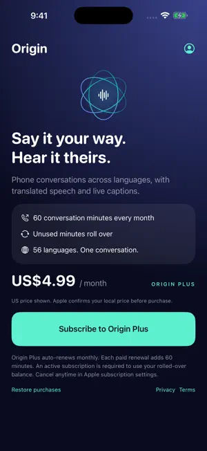 Origin: Translated Calls screenshot 4