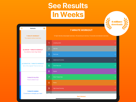 7 Minute Workout iPad app afbeelding 3