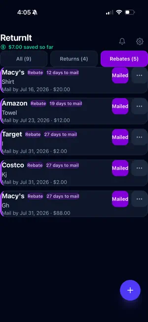 ReturnIt — Returns & Rebates screenshot 3