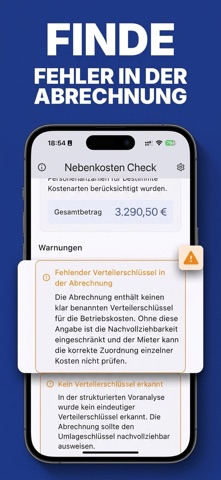 Nebenkosten KI Analyse screenshot