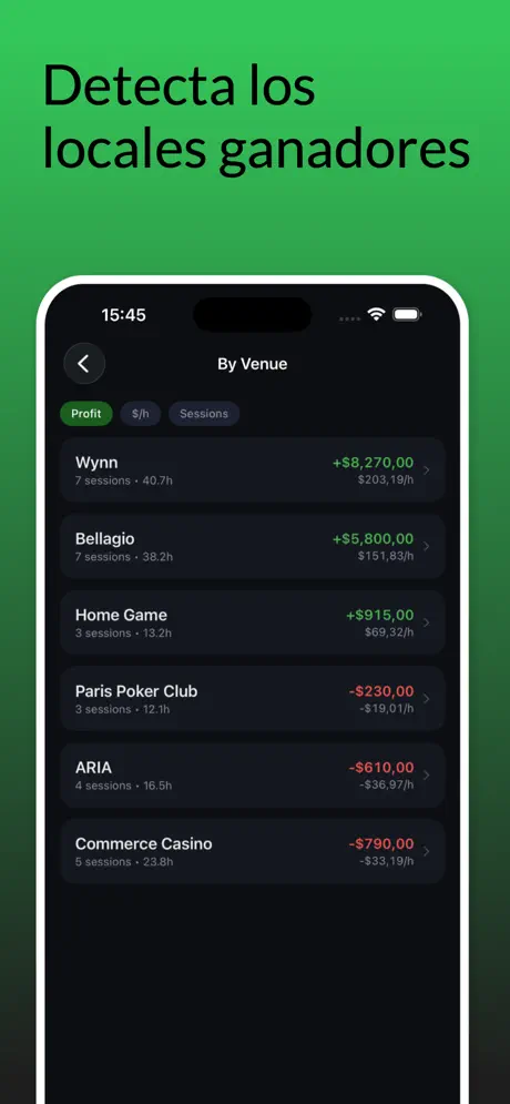 Poker Tracker: Diario Bankroll — captura de pantalla del iPhone 4