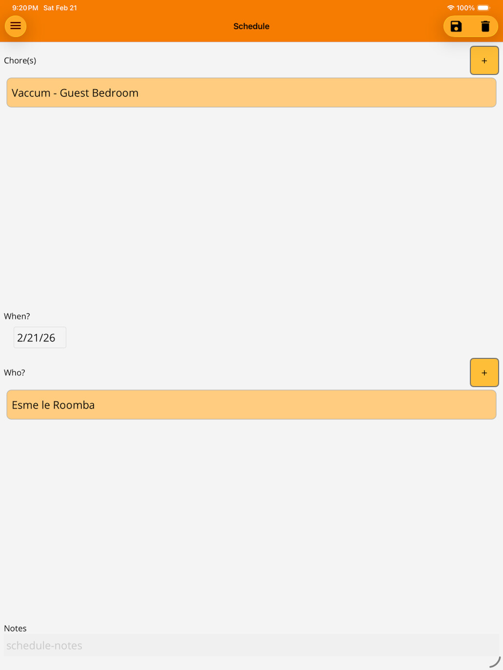 Chore Calendar