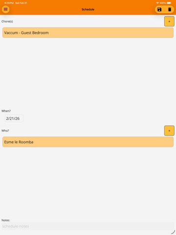 Chore Calendar iPad screenshot