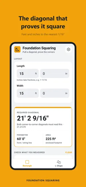 Foundation Squaring Calculator screenshot 1