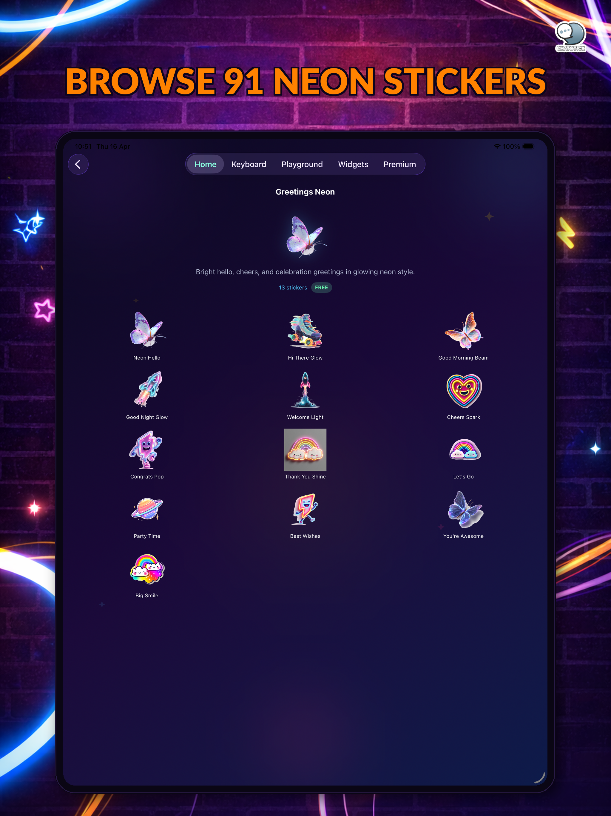 Neon Emoji Stickers Keyboard screenshot 14