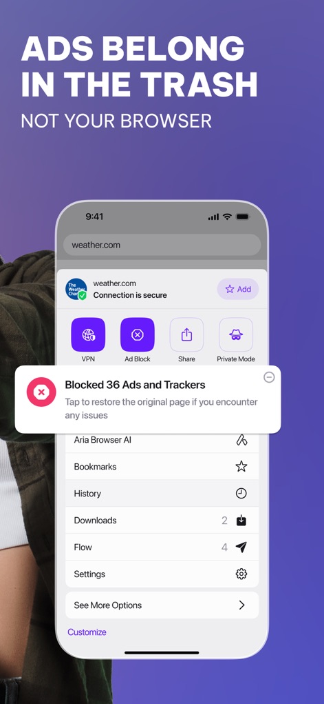 Opera: AI browser with VPN - 広告を自動ブロック