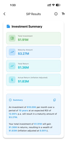 SIP Wealth Calculator iPhone screenshot