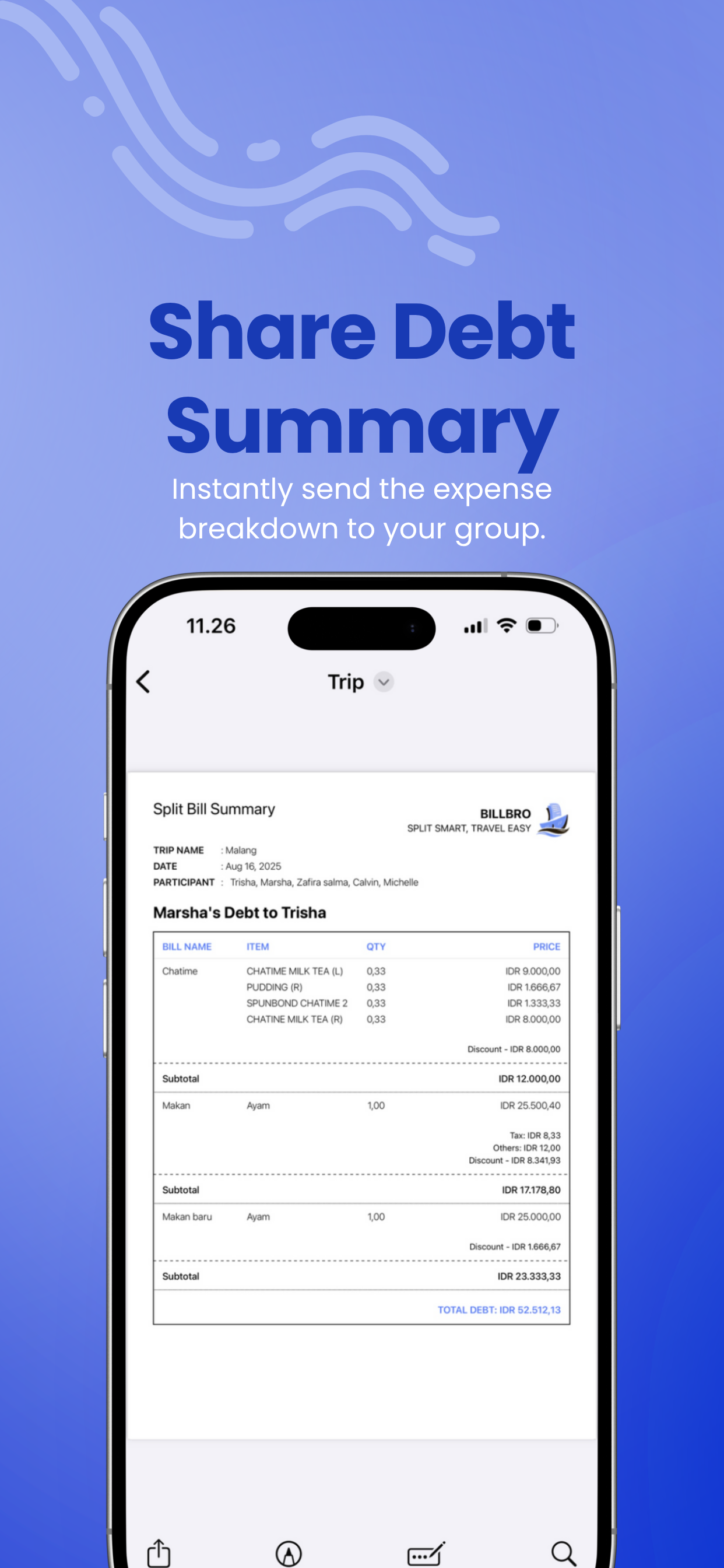BillBro: Split Bills for Trips