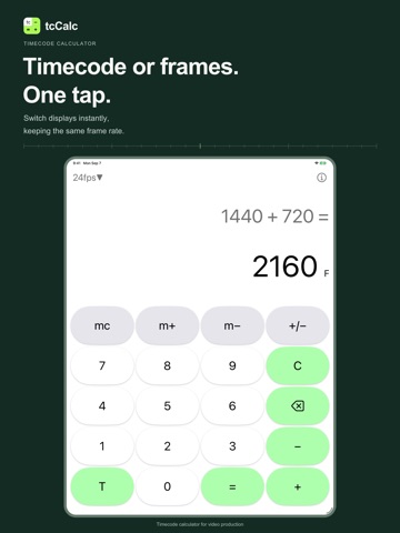 tcCalc - timecode & frame calc iPad screenshot