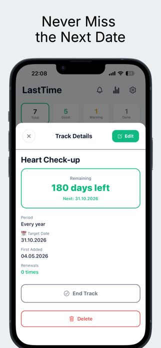 LastTime - Track & Remind Screenshot 7 of 8