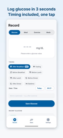 GlucoCare: Blood Sugar Log iPhone screenshot