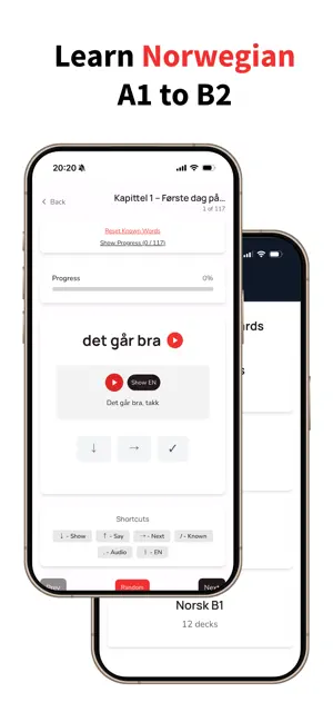 NorskFlashcards A1 to B2 screenshot 1