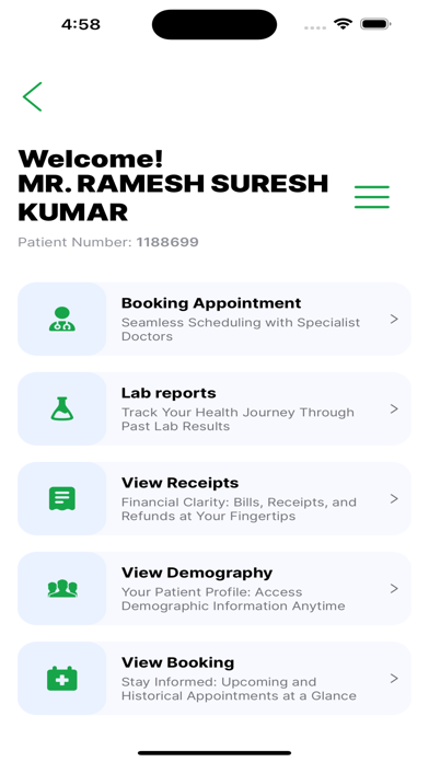 GKNM Hospital Patient Portal Screenshot