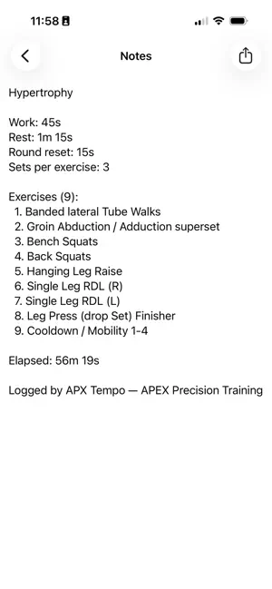 APX Tempo: Workout Log & Timer screenshot 2
