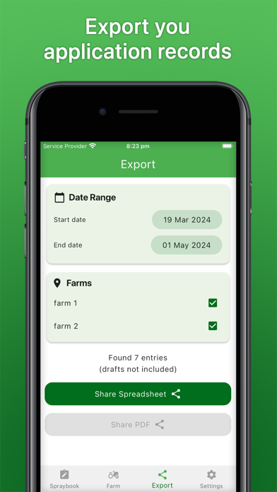 Spraybook: Spray Record Diary Screenshot