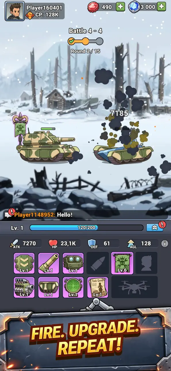 Steelborn: Tank Idle RPG iOS Mod IPA screenshot 1 - iOS game interface